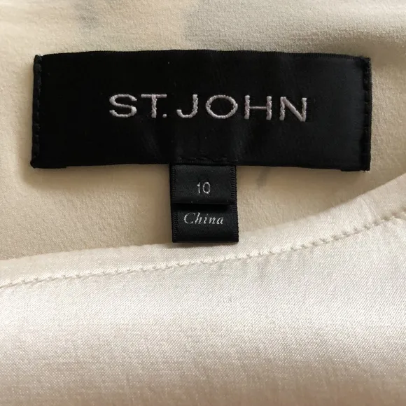 ST. JOHN Modern Floral Stretch Silk Charmeuse Sheath Dress  Size 10