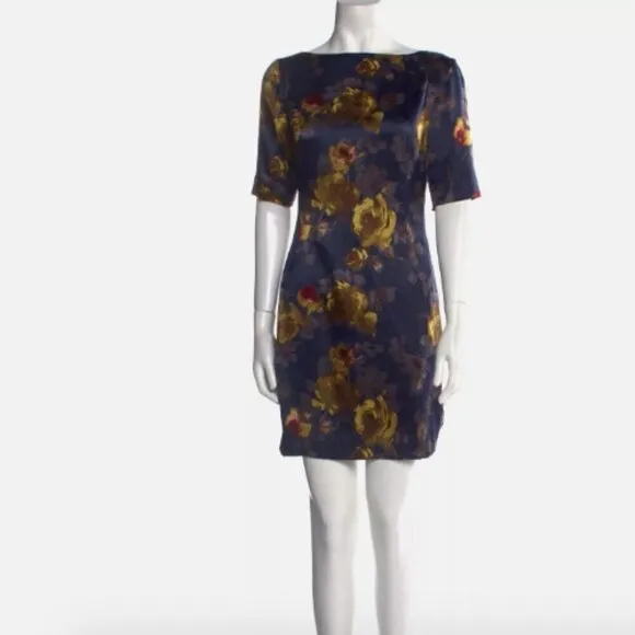 St. John Modern Silk Floral Stretch Dress - Size 2