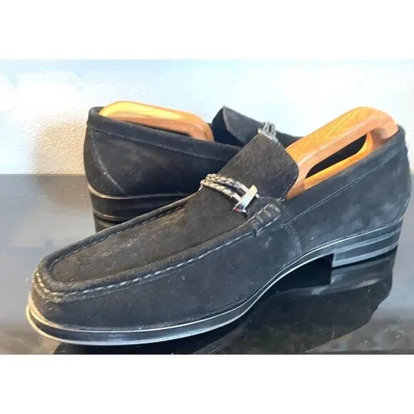 Stacy Adams Nesbit Black Leather Suede Almond Apron Pinch Toe Shoes Size 10.5 M