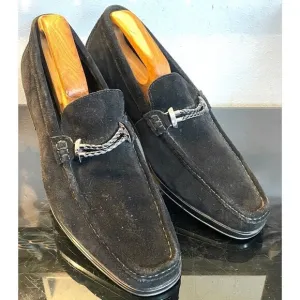 Stacy Adams Nesbit Black Leather Suede Almond Apron Pinch Toe Shoes Size 10.5 M