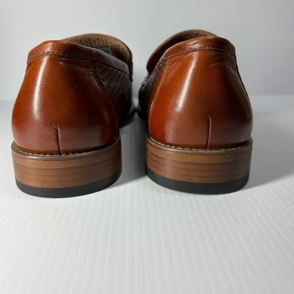 Stacy Adams Shoes Mens 10.5 Belfair Moc Toe Penny Loafer Cognac Leather Office