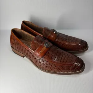 Stacy Adams Shoes Mens 10.5 Belfair Moc Toe Penny Loafer Cognac Leather Office