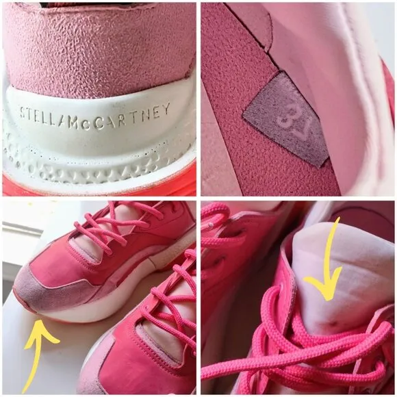 Stella McCartney eclipse pink red leather suede platform sneakers womens 37 Euro