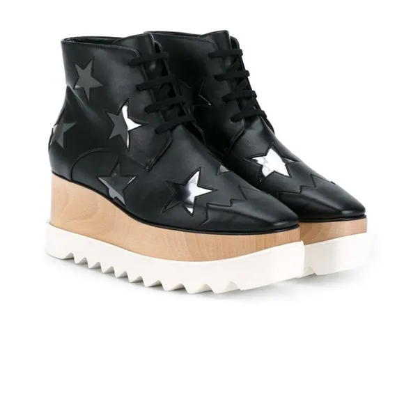 Stella McCartney Elyse Star 75 Platform Ankle Boots Silver Star Platform Shoes