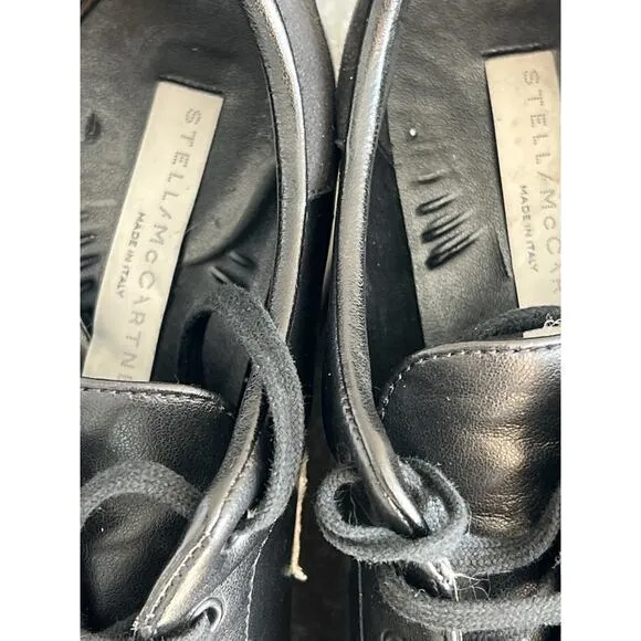 Stella McCartney Elyse Stars Women Black Leather Platform Sneakers 38.5 with Box