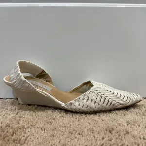 Stella McCartney Woven Slingback Kitten Heels Pointed Toe Ivory Size EU 40 US 9