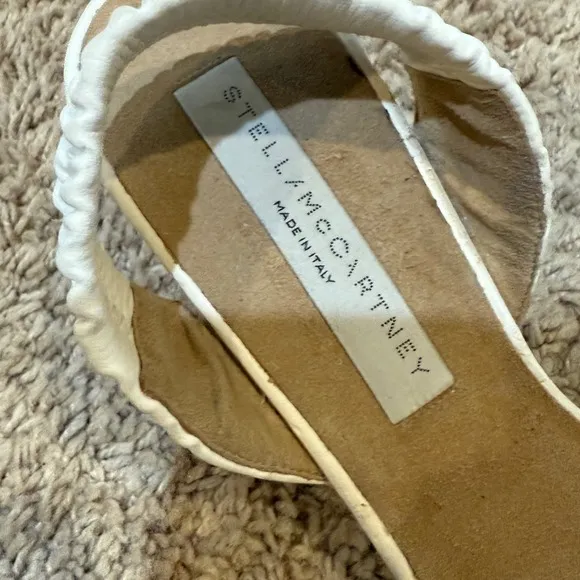 Stella McCartney Woven Slingback Kitten Heels Pointed Toe Ivory Size EU 40 US 9
