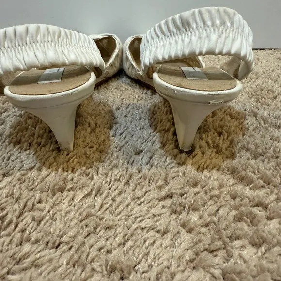 Stella McCartney Woven Slingback Kitten Heels Pointed Toe Ivory Size EU 40 US 9