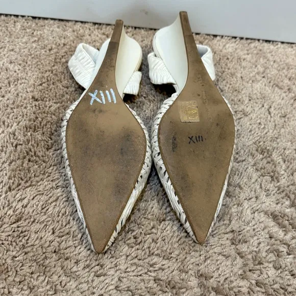 Stella McCartney Woven Slingback Kitten Heels Pointed Toe Ivory Size EU 40 US 9