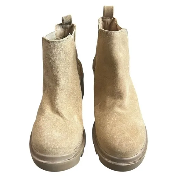 Steve Madden Boots Womens 10M Hadlee Chunky Platform Chelsea Bootie Brown Suede