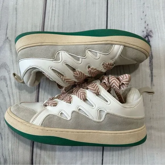 Steve Madden Roaring Platform White/Green Double-Laced Fashion Sneakers size 10