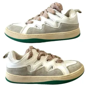 Steve Madden Roaring Platform White/Green Double-Laced Fashion Sneakers size 10