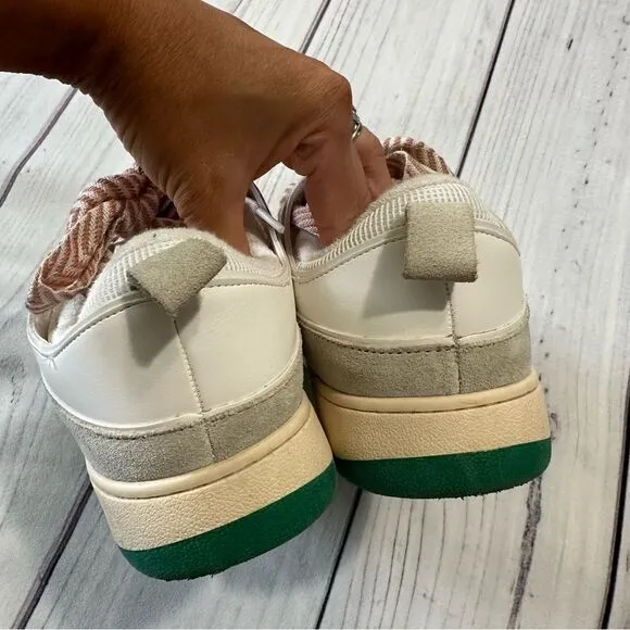 Steve Madden Roaring Platform White/Green Double-Laced Fashion Sneakers size 10
