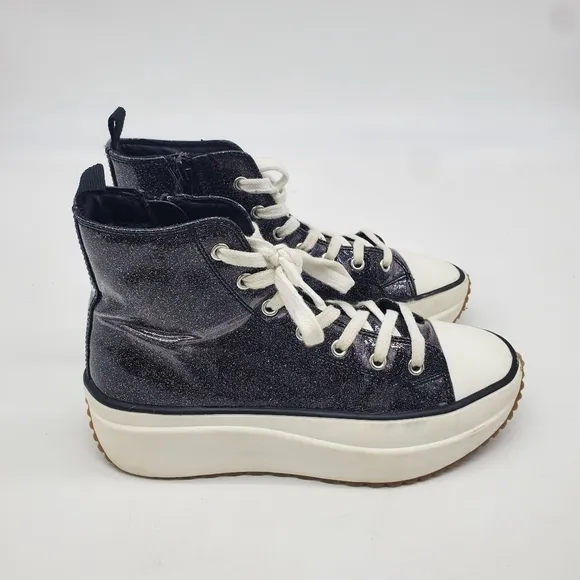 Steve Madden Shoes Junior 3 Winnona Platform High-Top Sneakers Sparkling Glitter