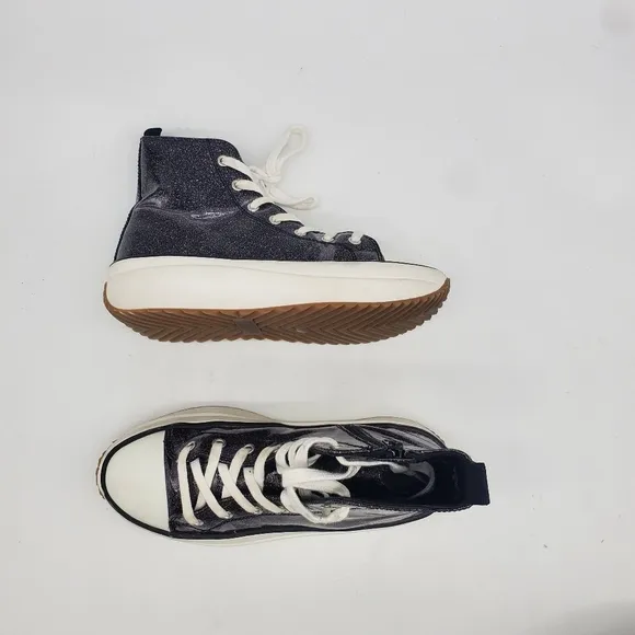 Steve Madden Shoes Junior 3 Winnona Platform High-Top Sneakers Sparkling Glitter