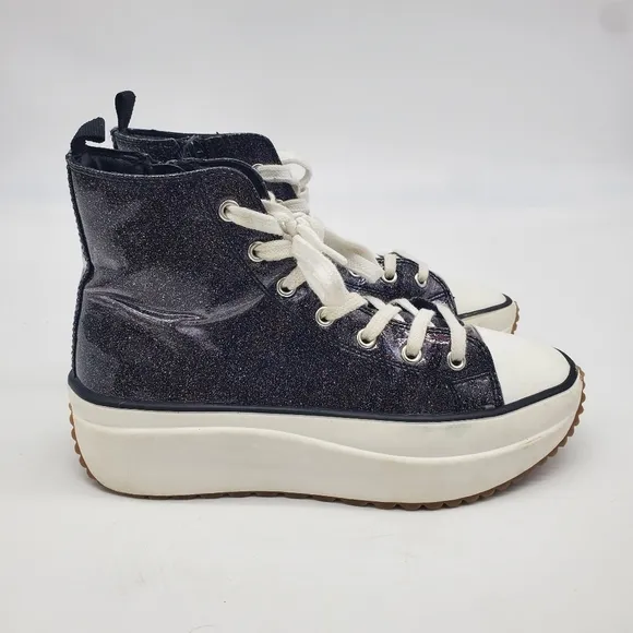 Steve Madden Shoes Junior 3 Winnona Platform High-Top Sneakers Sparkling Glitter