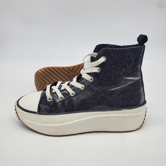 Steve Madden Shoes Junior 3 Winnona Platform High-Top Sneakers Sparkling Glitter
