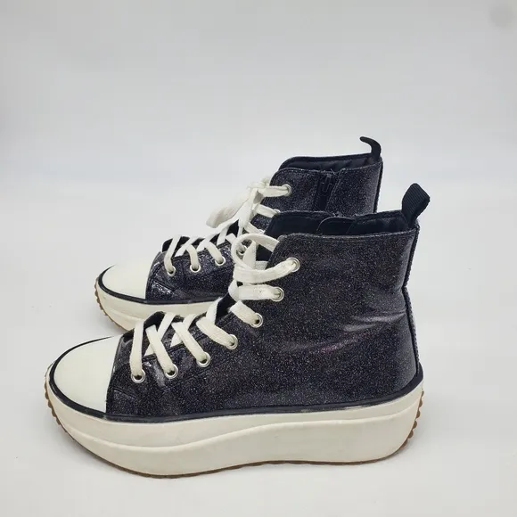 Steve Madden Shoes Junior 3 Winnona Platform High-Top Sneakers Sparkling Glitter