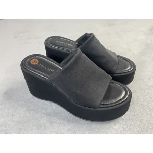 Steve Madden Shoes Womens 10 Black Platform 4&quot; Slide Sandals Boho Festival Retro