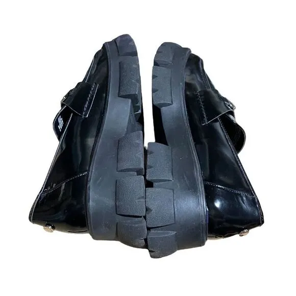 STEVE MADDEN Shoes Women’s 10 Black Leather Loafer Trifecta Platform Lug sole