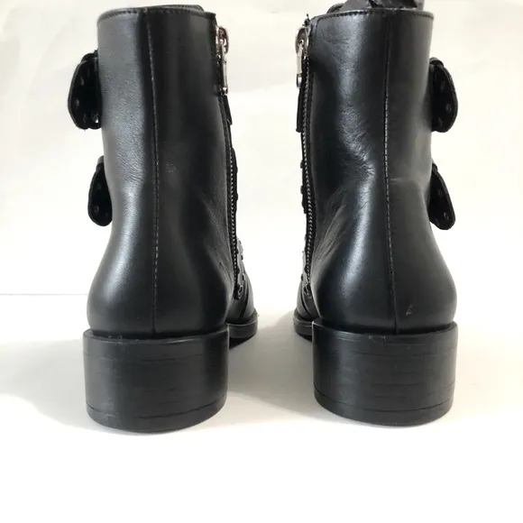 Steven By Steve Madden Heller Black Studs Buckle Straps Boot Shoes NWT