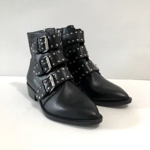 Steven By Steve Madden Heller Black Studs Buckle Straps Boot Shoes NWT
