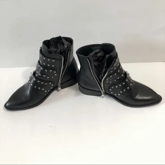 Steven By Steve Madden Heller Black Studs Buckle Straps Boot Shoes NWT