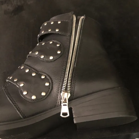 Steven By Steve Madden Heller Black Studs Buckle Straps Boot Shoes NWT