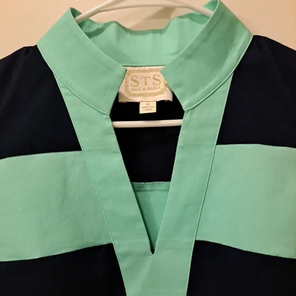 STS - Sail To Sable Women's M Sleeveless Colorblock Dress Mint Green &amp; Navy