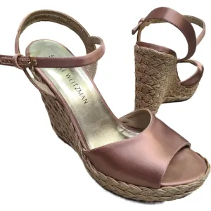 STUART WEITZMAN Ballet Pink Satin Espadrille Platform Ankle Strap Sandals 8.5