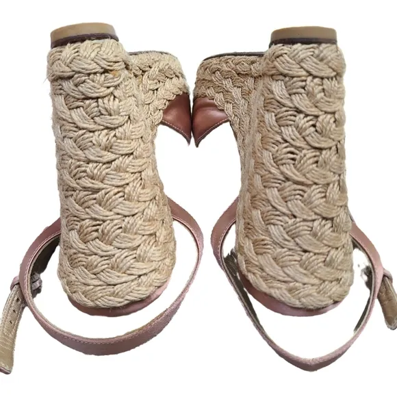 STUART WEITZMAN Ballet Pink Satin Espadrille Platform Ankle Strap Sandals 8.5