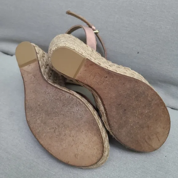 STUART WEITZMAN Ballet Pink Satin Espadrille Platform Ankle Strap Sandals 8.5