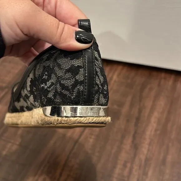 Stuart Weitzman Black Lace Platform Shoes, Size 7.5