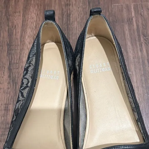 Stuart Weitzman Black Lace Platform Shoes, Size 7.5