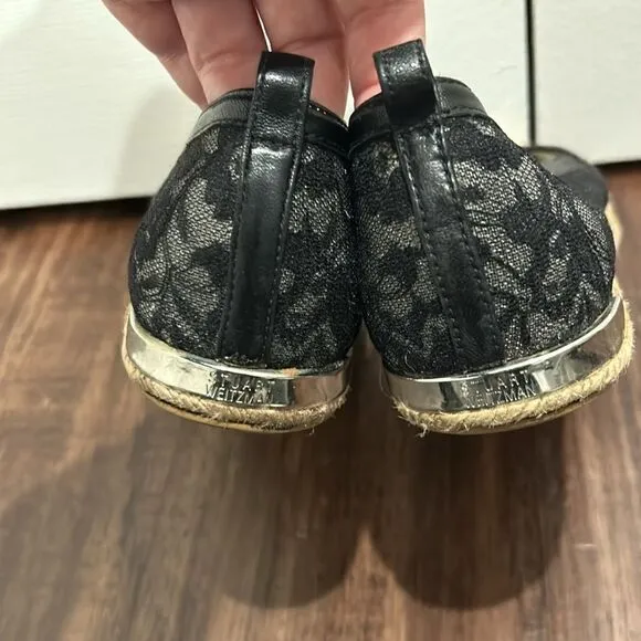 Stuart Weitzman Black Lace Platform Shoes, Size 7.5
