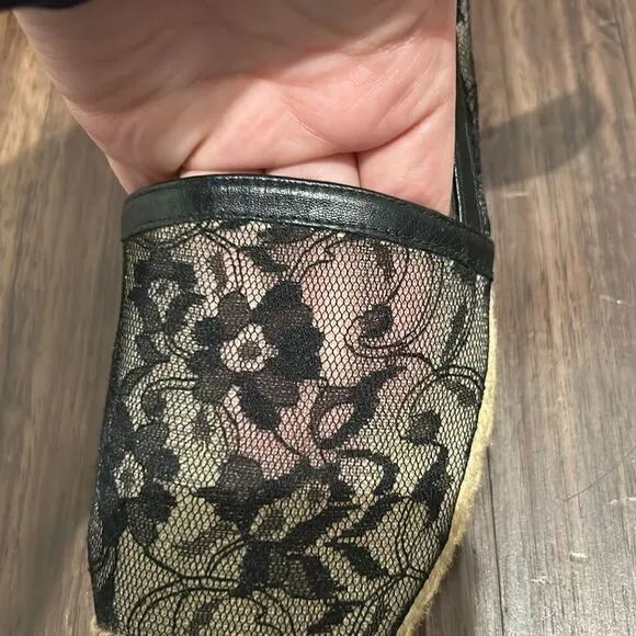 Stuart Weitzman Black Lace Platform Shoes, Size 7.5