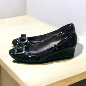 Stuart Weitzman Black Patent Leather Wedge Shoes Size 10.