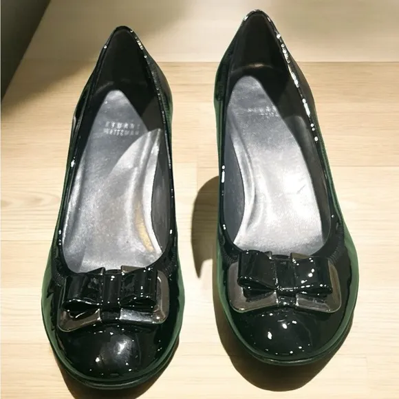 Stuart Weitzman Black Patent Leather Wedge Shoes Size 10.
