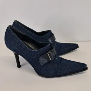 Stuart Weitzman Blue Denim Ankle Boots Heel Booties Size 6.5 B