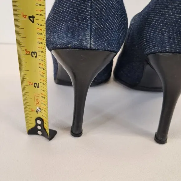 Stuart Weitzman Blue Denim Ankle Boots Heel Booties Size 6.5 B