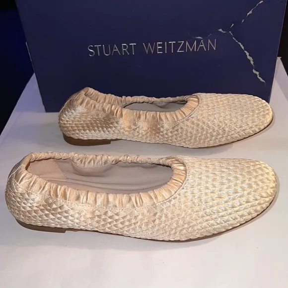 Stuart Weitzman CIXW sateen quilted slip on ballet flats Sz 6 new