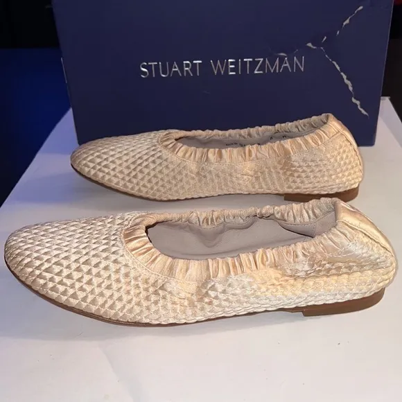 Stuart Weitzman CIXW sateen quilted slip on ballet flats Sz 6 new
