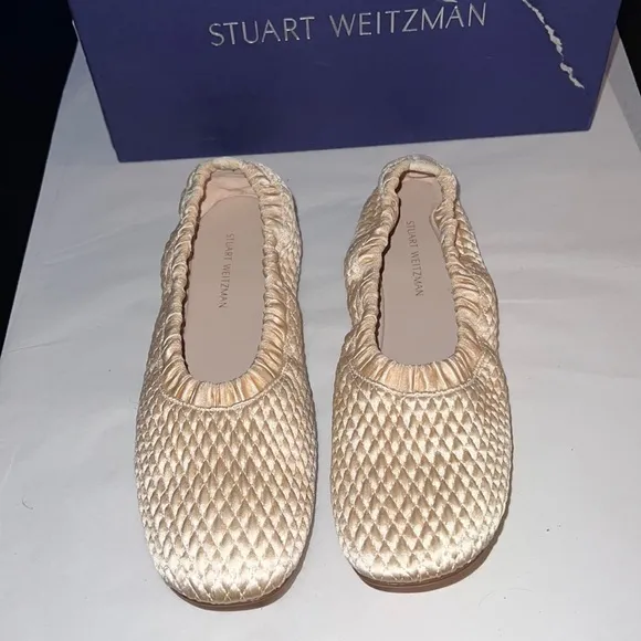 Stuart Weitzman CIXW sateen quilted slip on ballet flats Sz 6 new