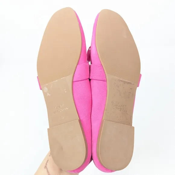Stuart Weitzman Fuchsia Pink Suede Nysa Tassel Loafers Size 4.5