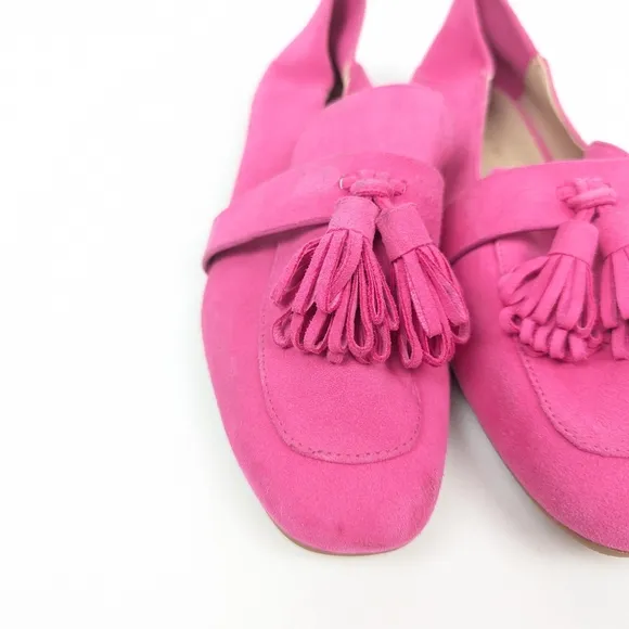 Stuart Weitzman Fuchsia Pink Suede Nysa Tassel Loafers Size 4.5