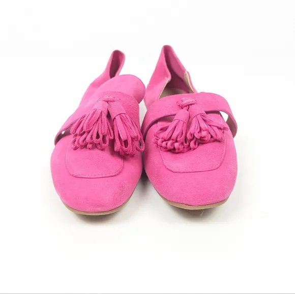 Stuart Weitzman Fuchsia Pink Suede Nysa Tassel Loafers Size 4.5