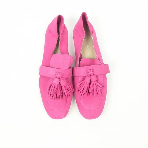 Stuart Weitzman Fuchsia Pink Suede Nysa Tassel Loafers Size 4.5