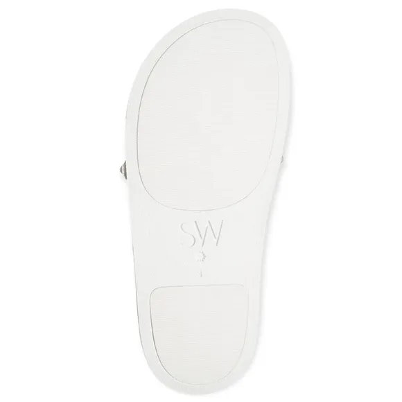 STUART WEITZMAN Sandals Pearlshine PoolSlide Leather Pearl Crystal Embellished