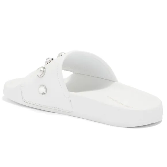 STUART WEITZMAN Sandals Pearlshine PoolSlide Leather Pearl Crystal Embellished