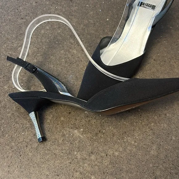 Stuart Weitzman Slingback Rhinestone Kitten Heels 7.5